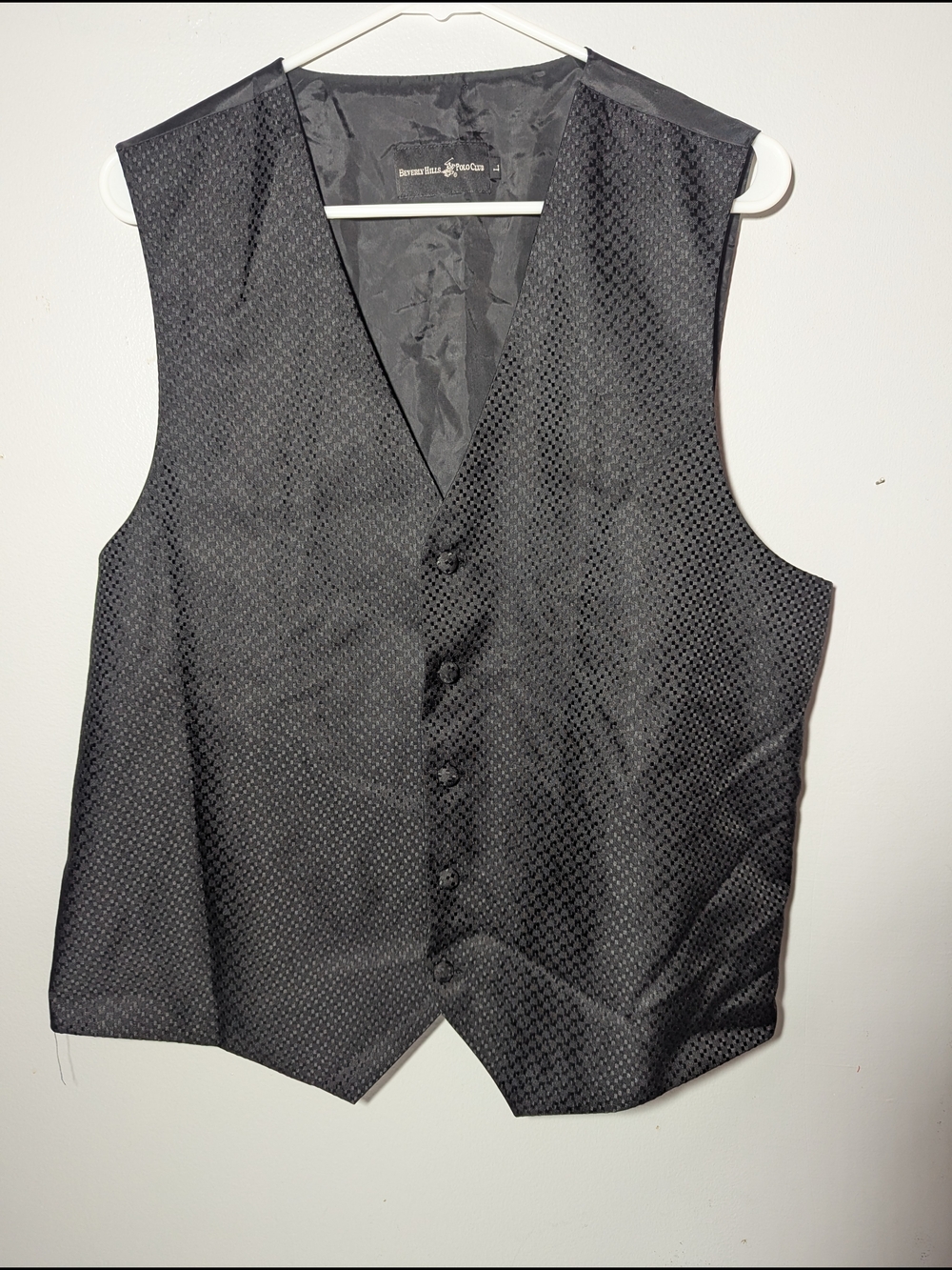 Beverly Hills Size L Men’s Black Textured Dress Vest Victorian Dark Academia